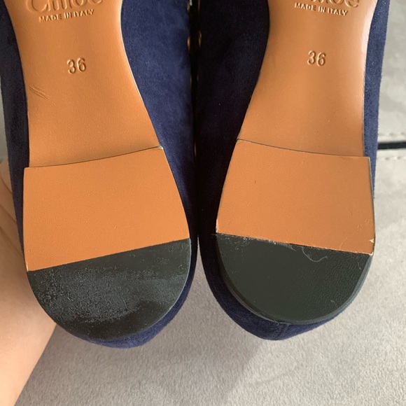 NWT CHLOE Dark Blue/Black Suede Grommet Flats size Eur 36 - Picture 8 of 13